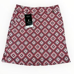 Brand New Golfino Golf Skort‎ Women's Size 4 Red New Club Printed MSRP $209